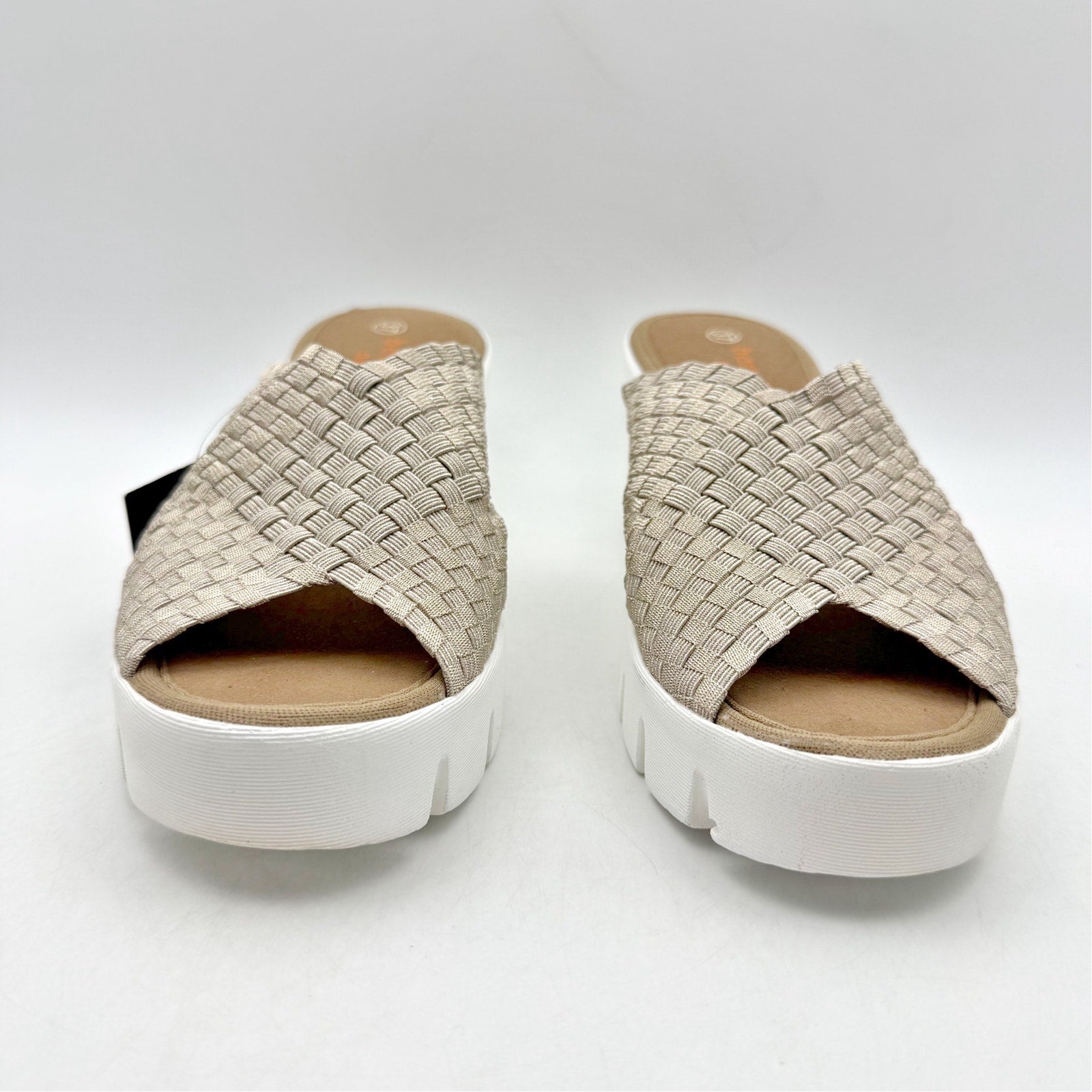 Bernie Mev Womens Venti Summer Wedge Sandals EU 37 Size 6 Light Gold NWOB