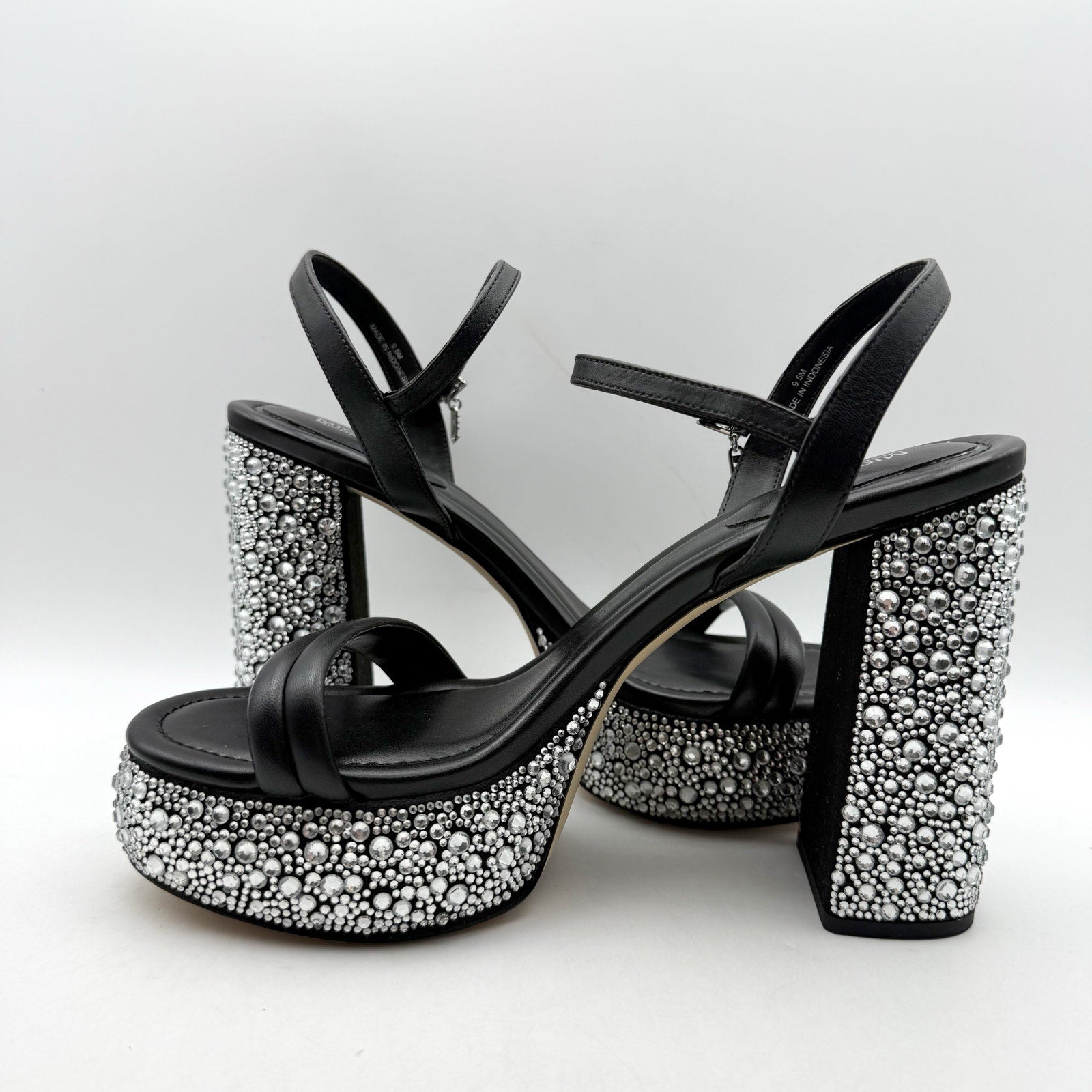 Michael Kors Women Laci Platform Heel Sandal 9.5 Black Leather Embellished NWOB