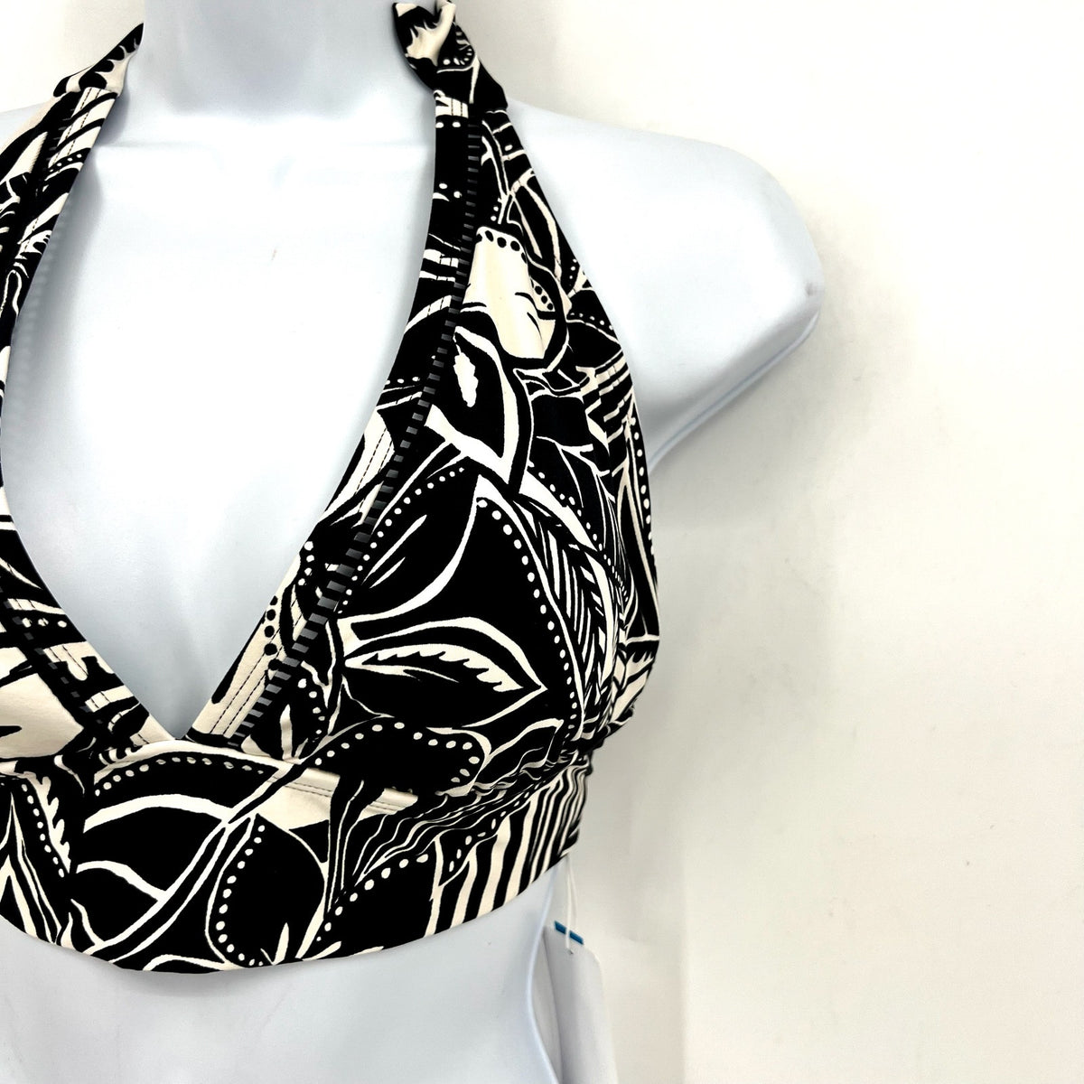 BLEU ROD BEATTIE Ciao Bella Banded Halter Top Size 12 Black White Floral NWT