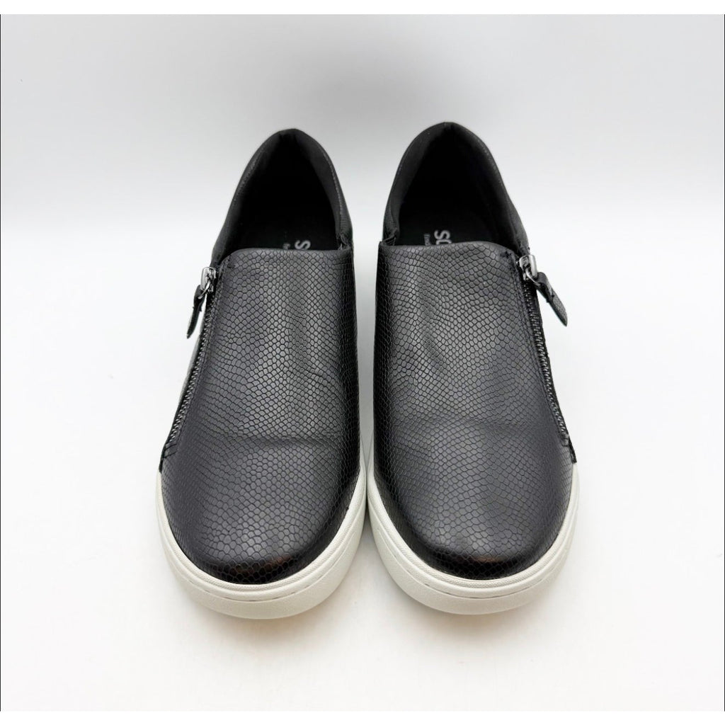 SoftWalk Womens Arezzo Casual Sneakers Size 10.5 NARROW Black Snake Leather NIB