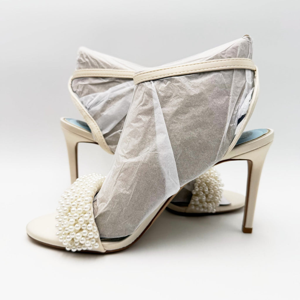 Vince Camuto Womens Arleem Pearl Beaded High Heel Sandals Size 8 Off White NWOB
