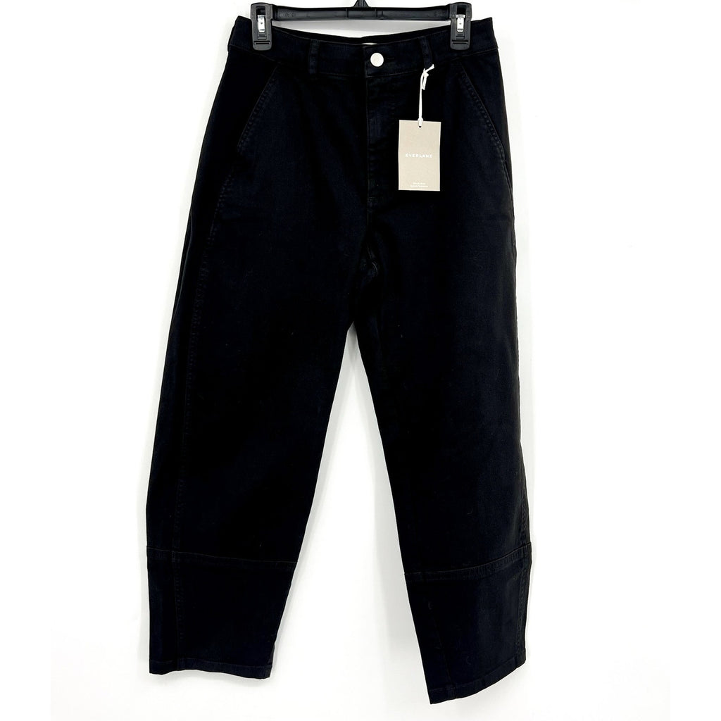 EVERLANE Women's The Utility Barrel Pants Size 10 TALL Black Cotton Twill NWT