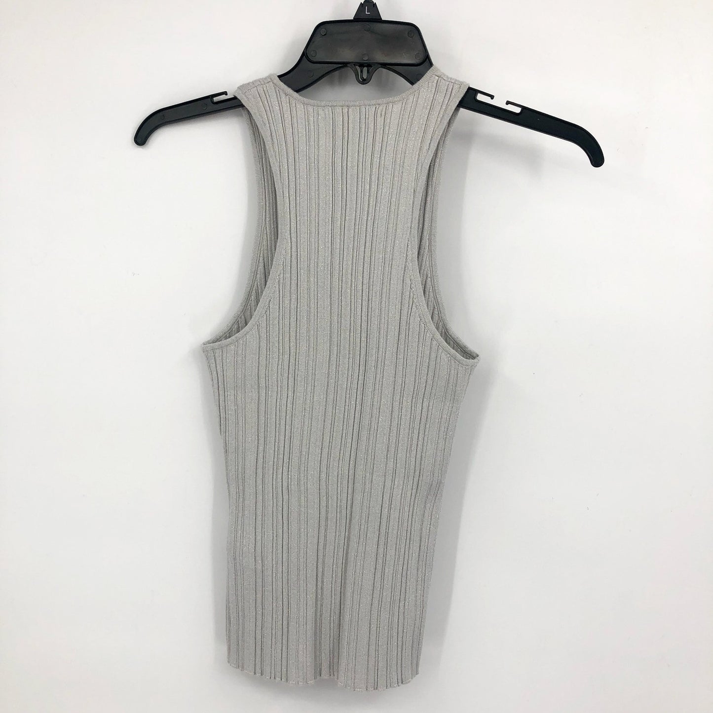 MADEWELL Signature Shimmer Cutaway Sweater Tank Small Silver Vapor Knit NWT