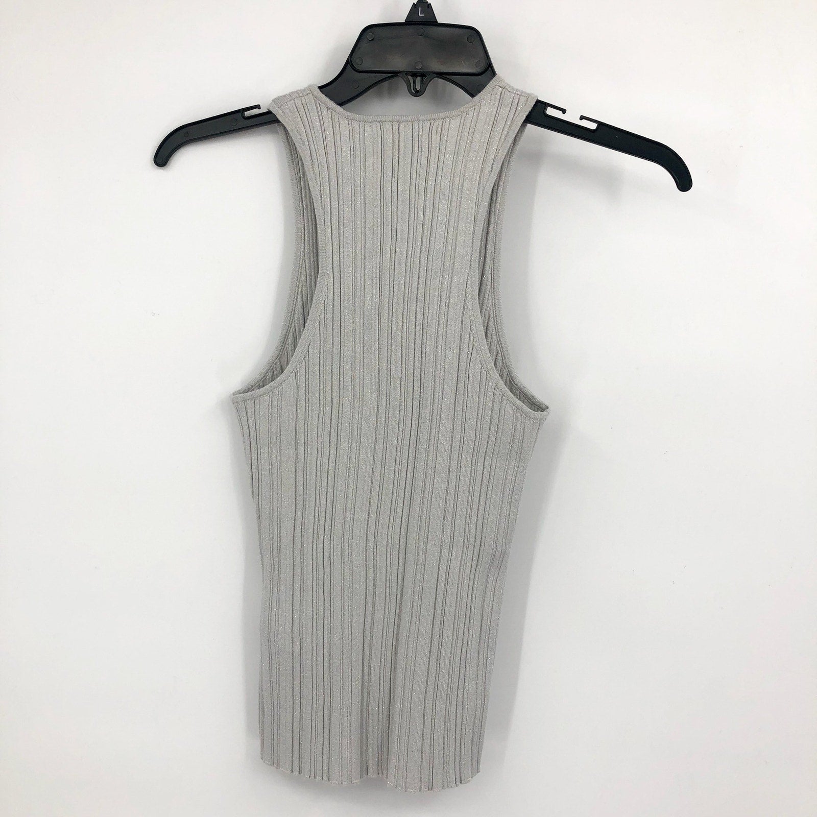 MADEWELL Signature Shimmer Cutaway Sweater Tank Small Silver Vapor NO048 NWT