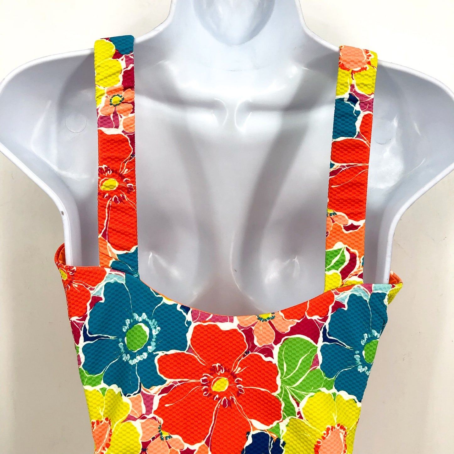 BEACH RIOT Tyler One Piece Swimsuit Large Yellow Neon Blooms Waffle Cut Out NWT