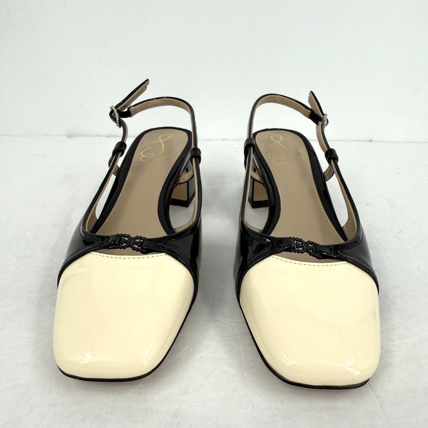 Sam Edelman Womens Tarra Slingback Pumps US 6 M Tan Black Vegan Patent NIB