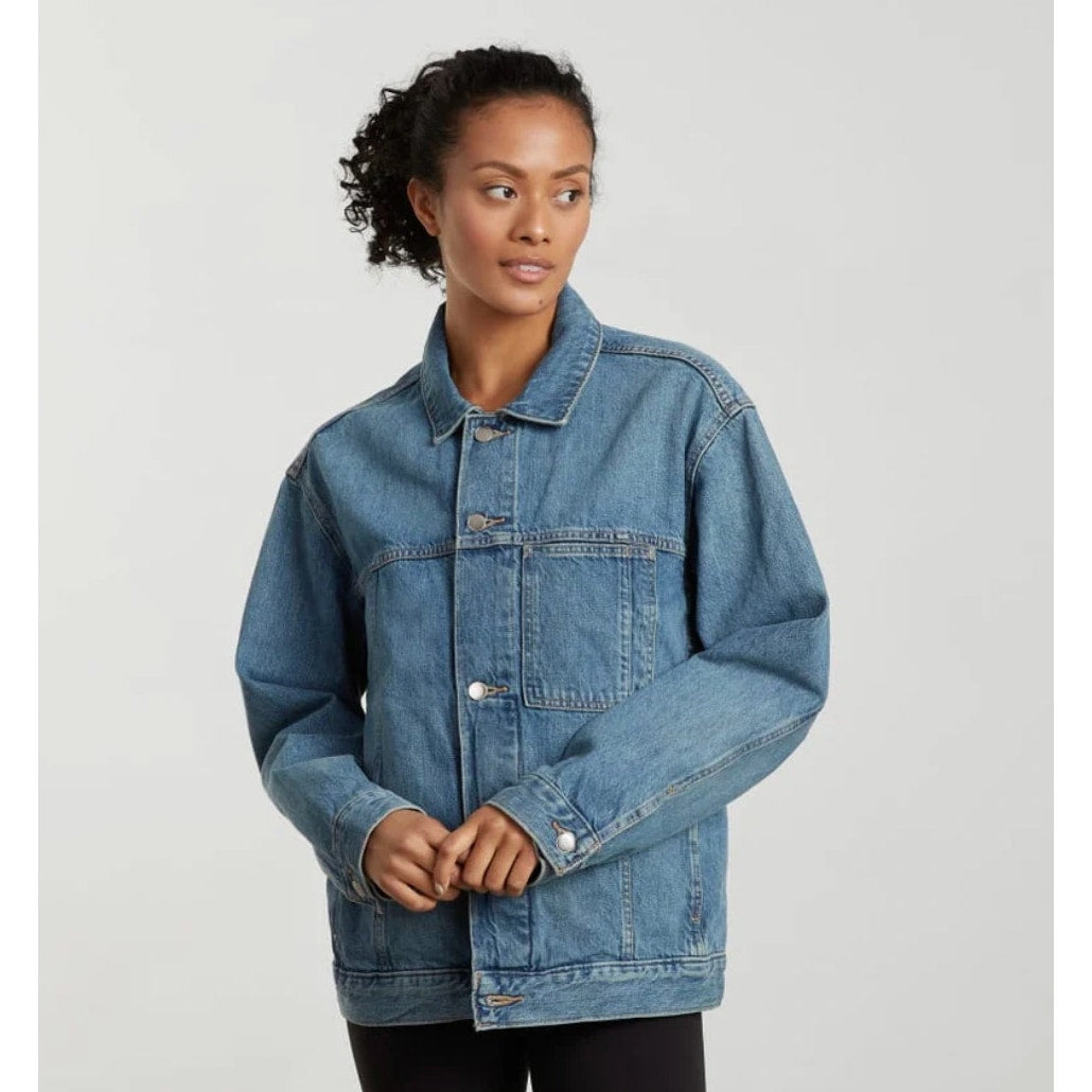 EVERLANE Unisex Everyone Denim Jacket Small Broken in Blue Organic Cotton NWT