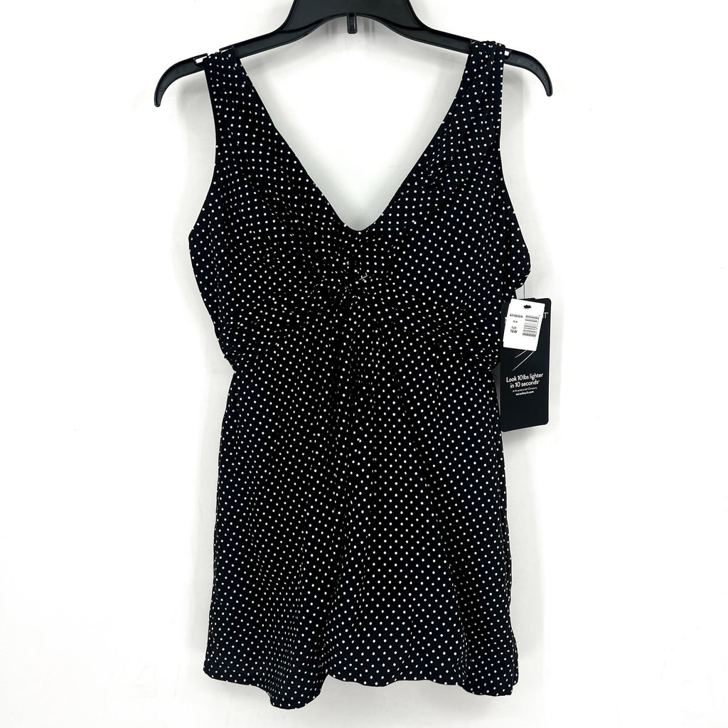 MIRACLESUIT Women's Pin Point Marais Swim Dress Size 16W Black White NWT