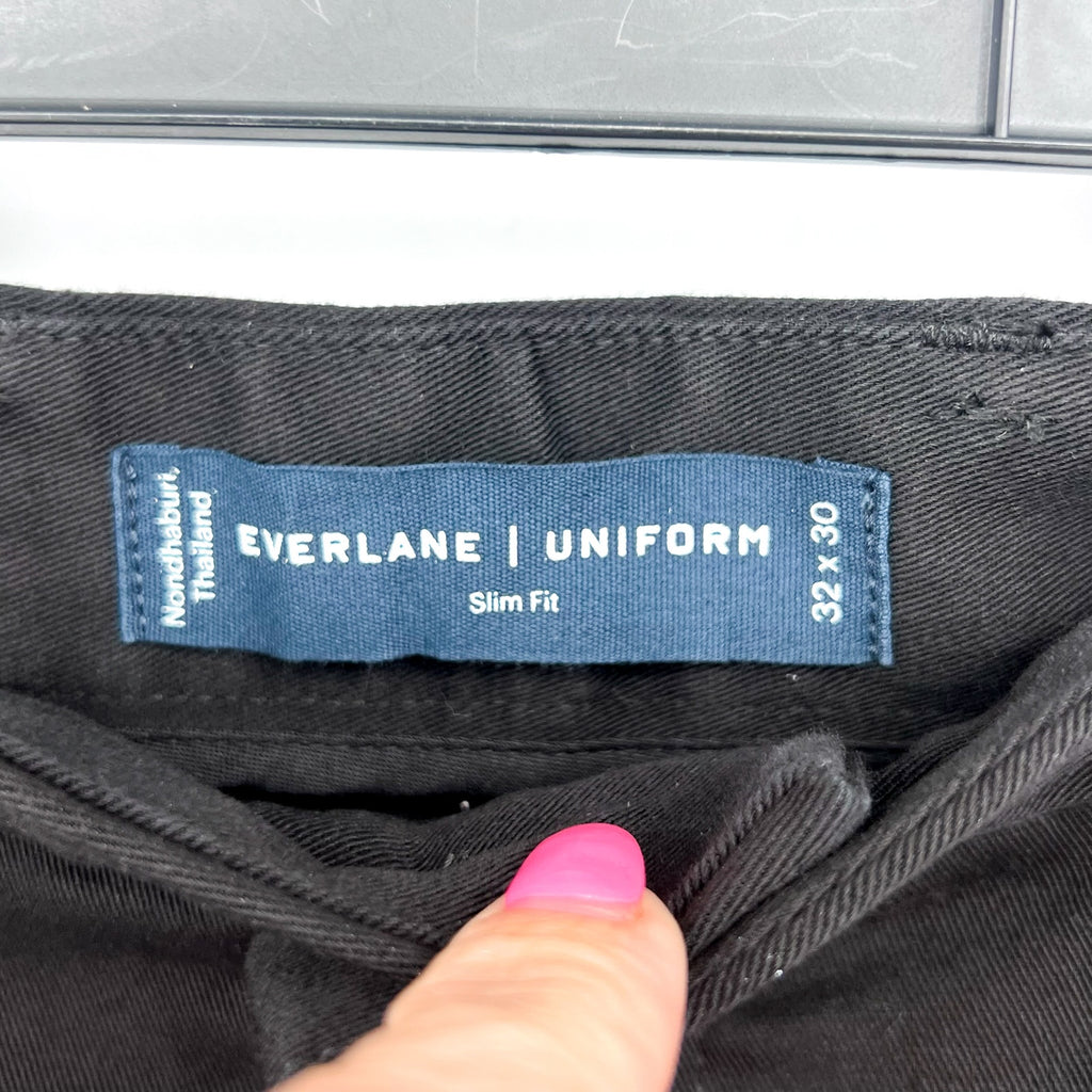 EVERLANE Men's Uniform Performance Chino Pants 32x30 Black Slim Fit NWT