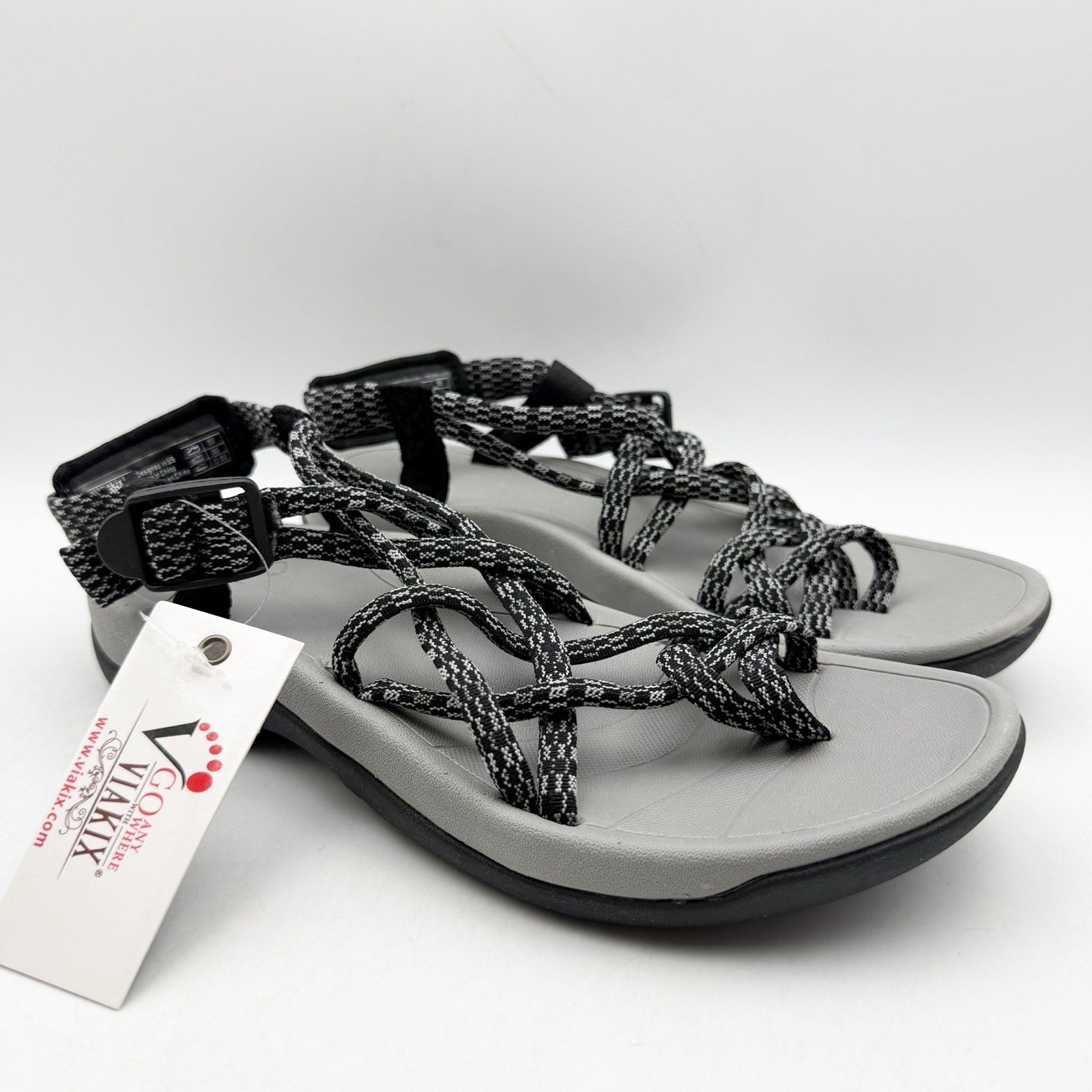 Viakix Womens Siena Hiking Sandals US 6 EU 37 Black Grey Water Resistant NIB