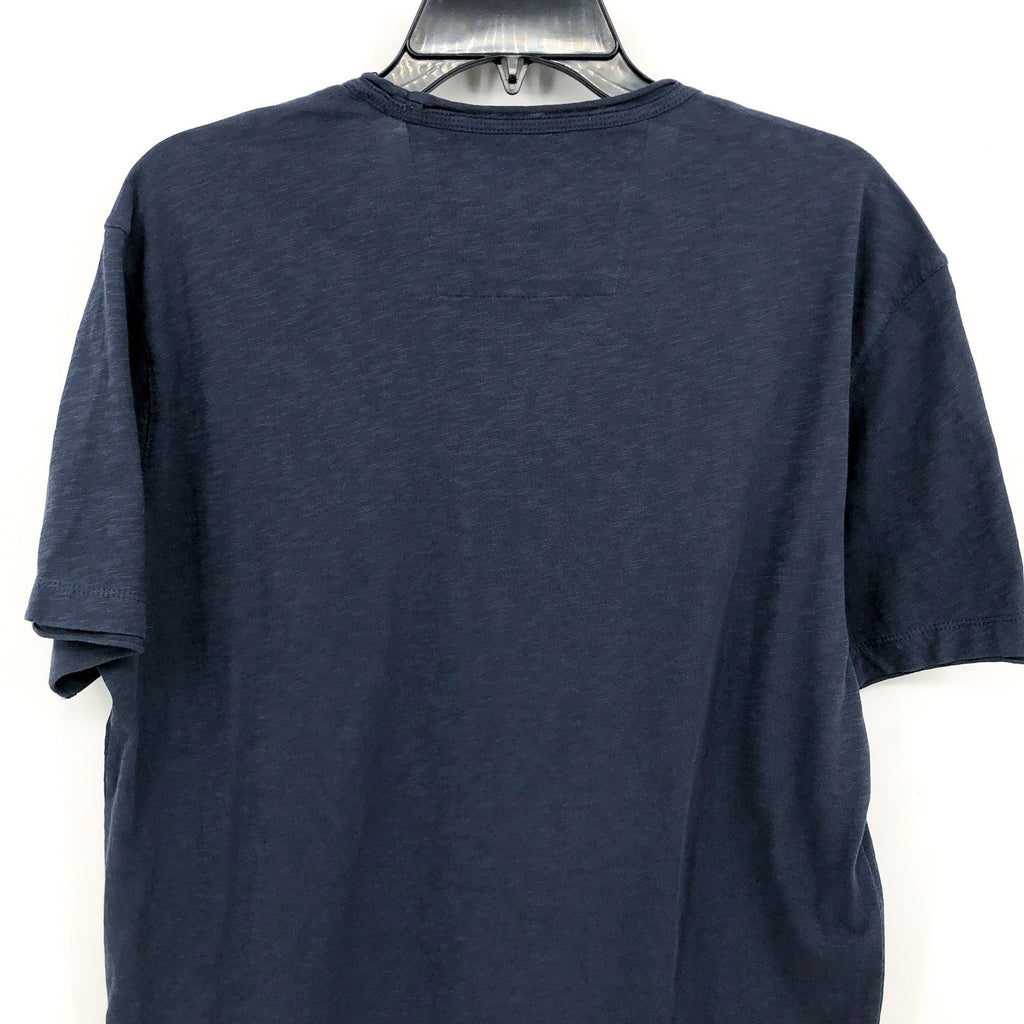 JOHN VARVATOS Men's Miles Slub V Neck Tee Medium Oiled Blue Short Sleeve NWT