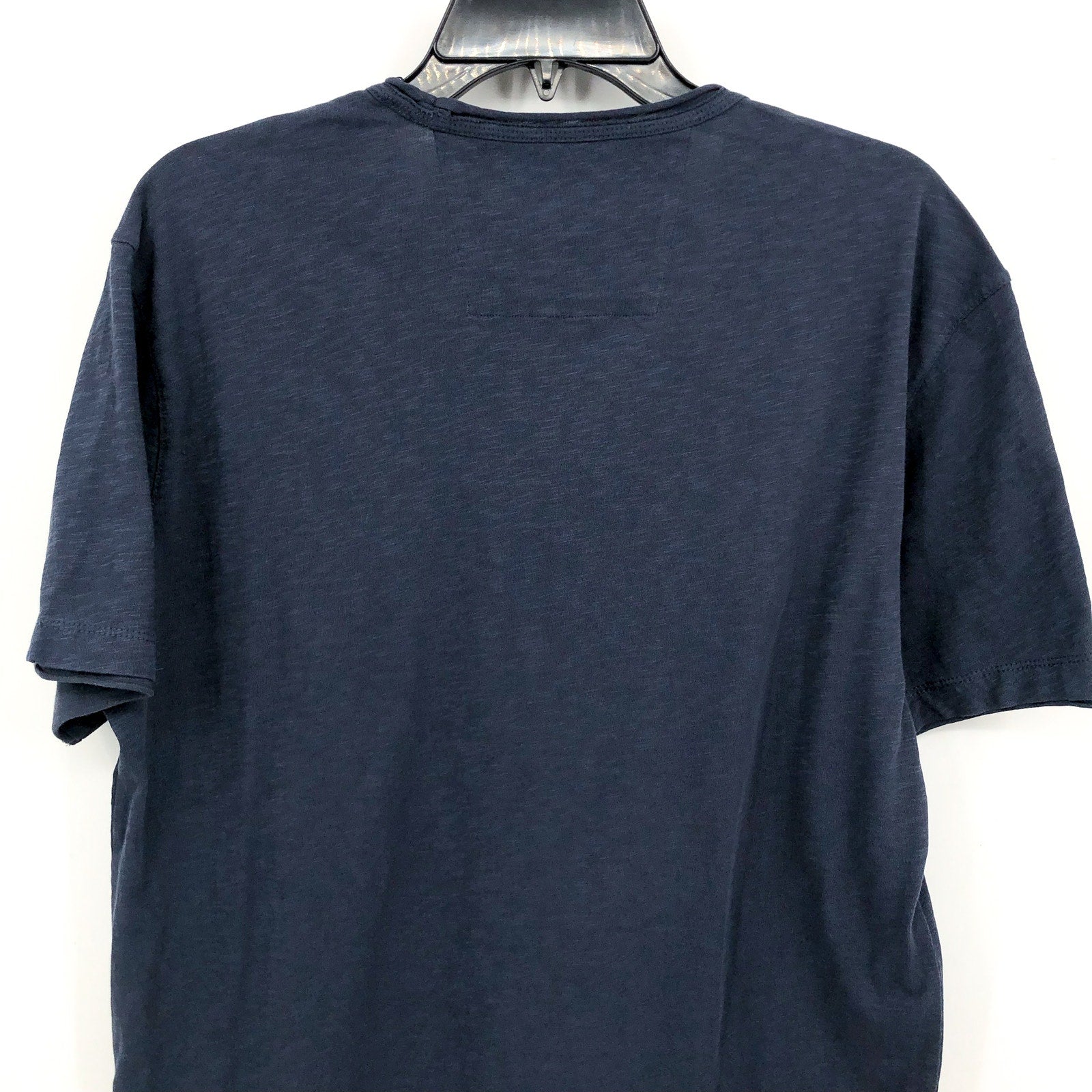 JOHN VARVATOS Men's Miles Slub V Neck Tee Medium Oiled Blue Short Sleeve NWT