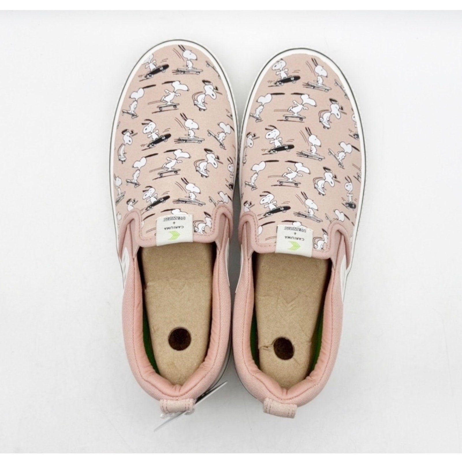 Cariuma Mens Peanuts Pro Skate Slip On Sneakers US 10 Pink Suede Canvas NIB