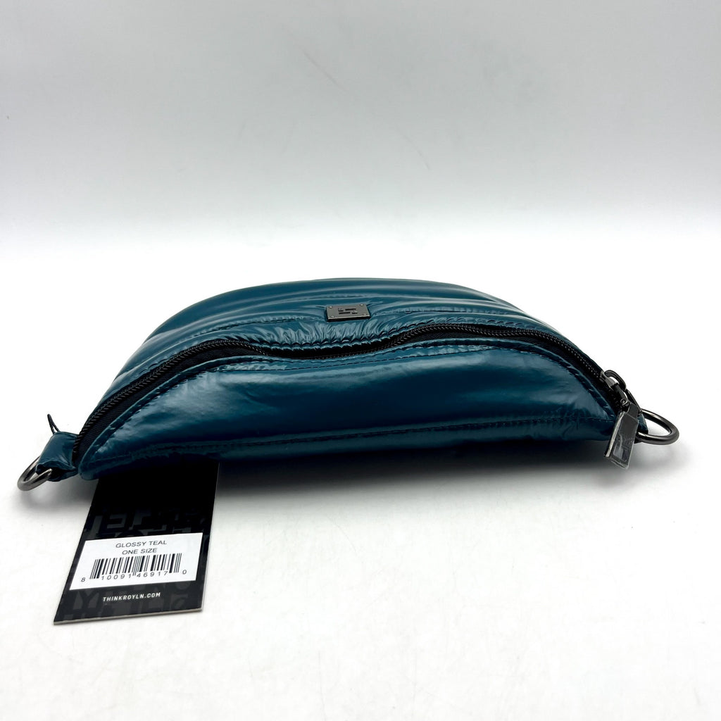 THINK ROYLN Women's Shining Star Crossbody Belt Bag Glossy Teal Blue NWT