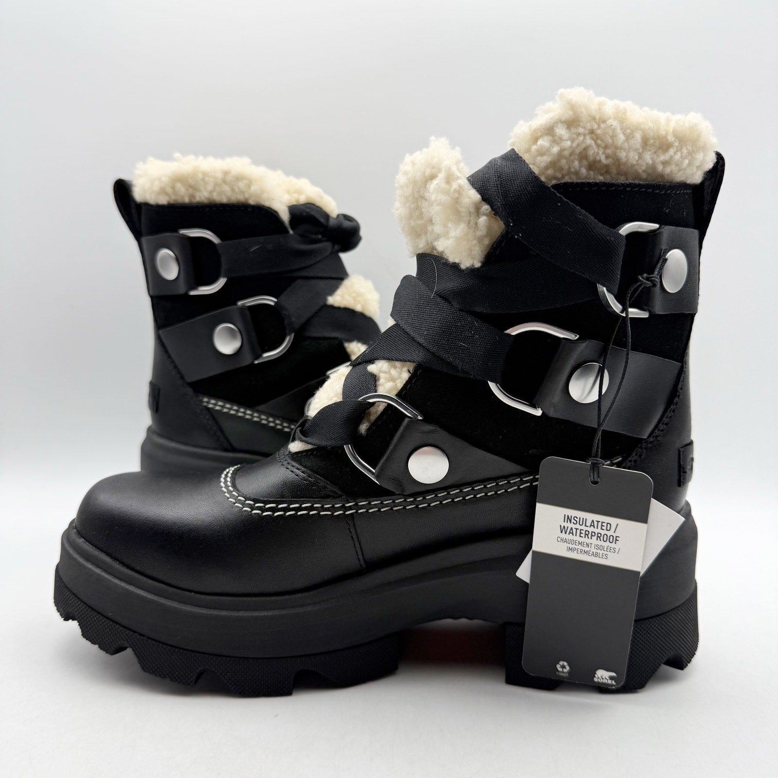 Sorel Womens Joan FRWD Cozy Boots US 6.5 EU 37.5 Black Leather Waterproof NIB