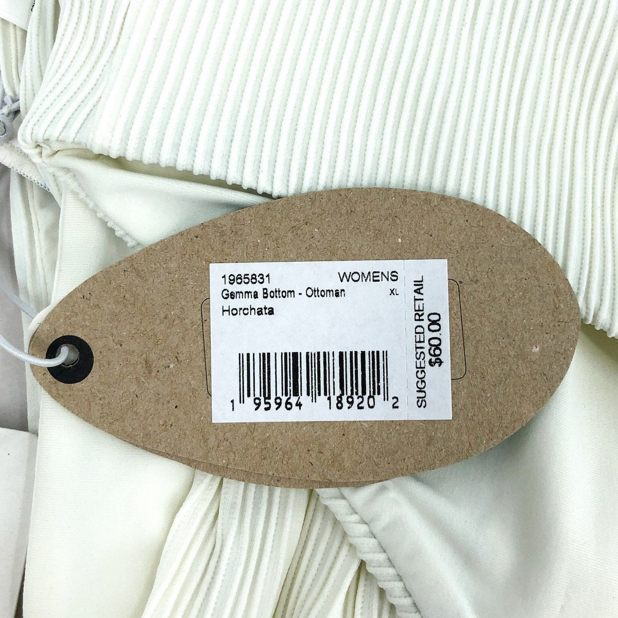 PRANA Women's Gemma Bikini Bottom XL White Horchata Ottoman Low Rise NWT