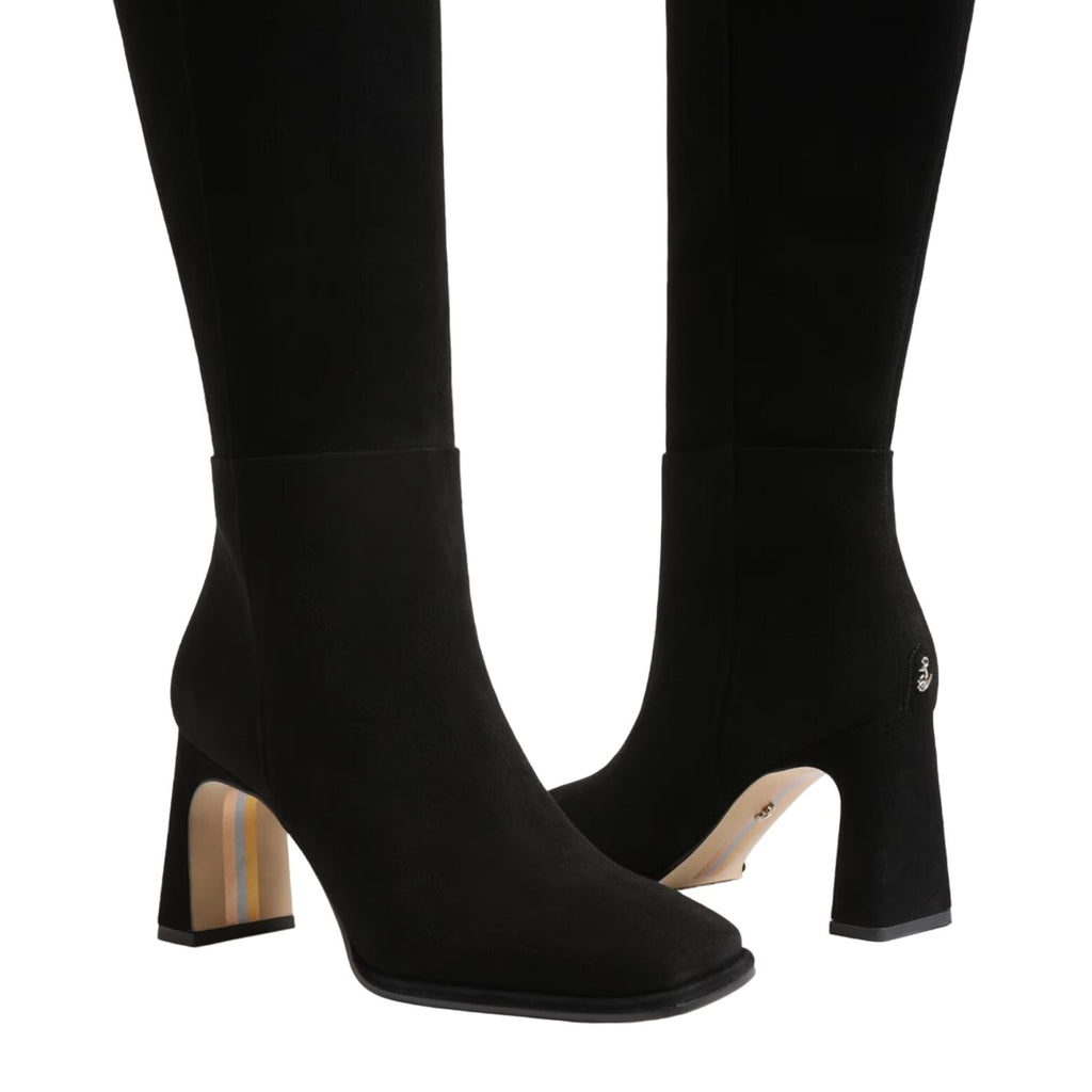 Sam Edelman Womens Issabel Heeled Knee High Boots US 8 M EU 38.5 Black Suede NIB