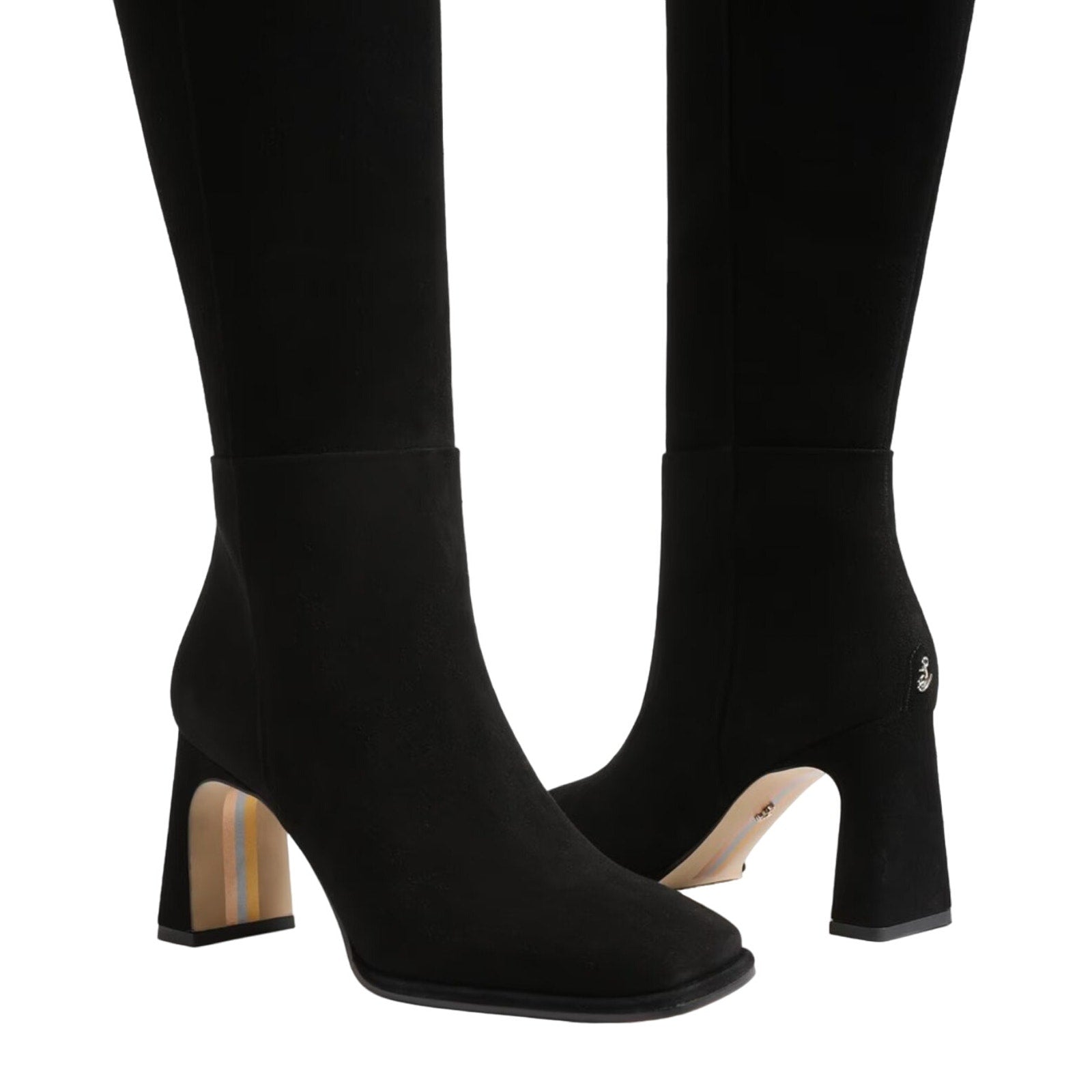 Sam Edelman Womens Issabel Heeled Knee High Boots US 8 M EU 38.5 Black Suede NIB
