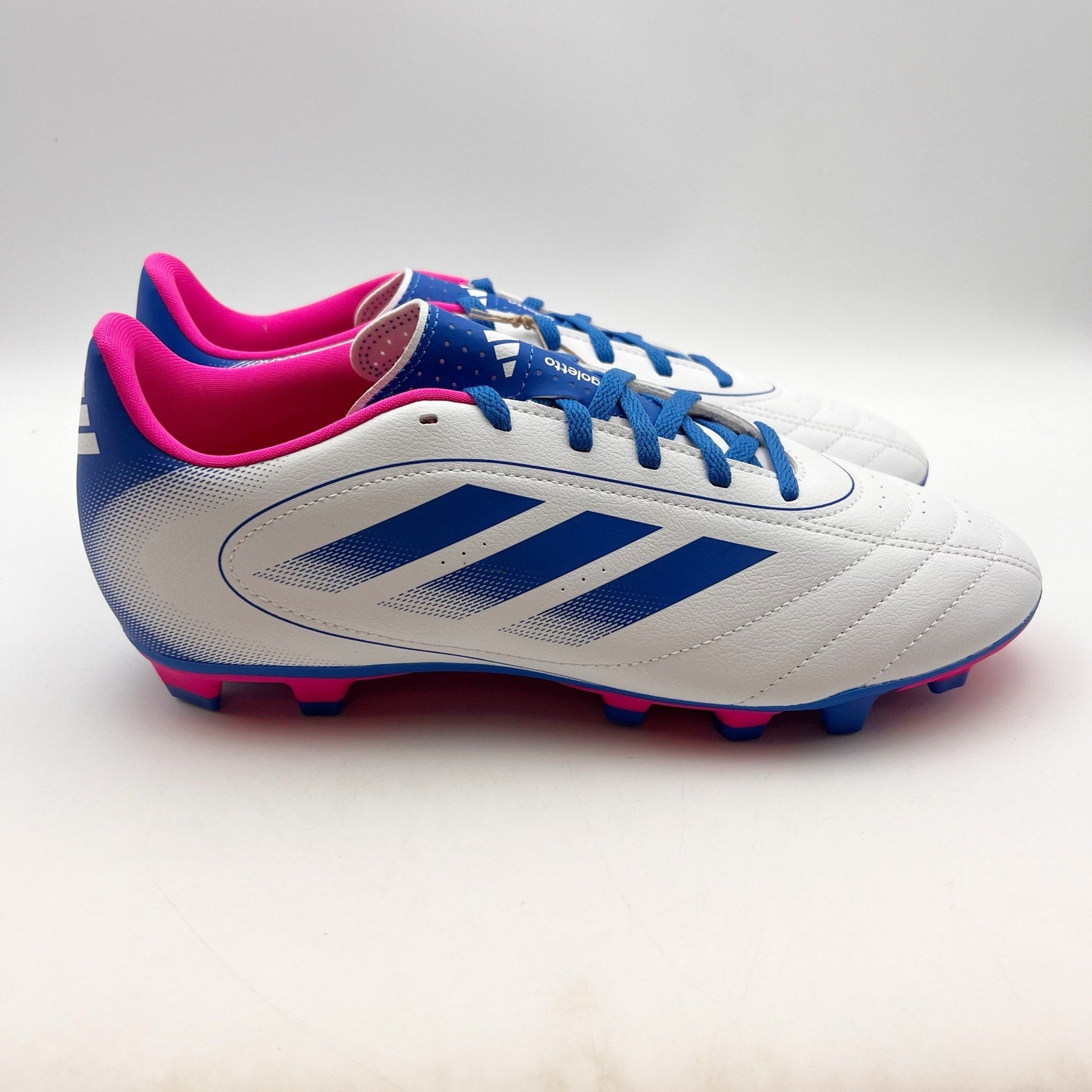 Adidas Goletto IX FG/MG Soccer Cleats Womens 10.5 Men 9.5 White Blue Pink NIB