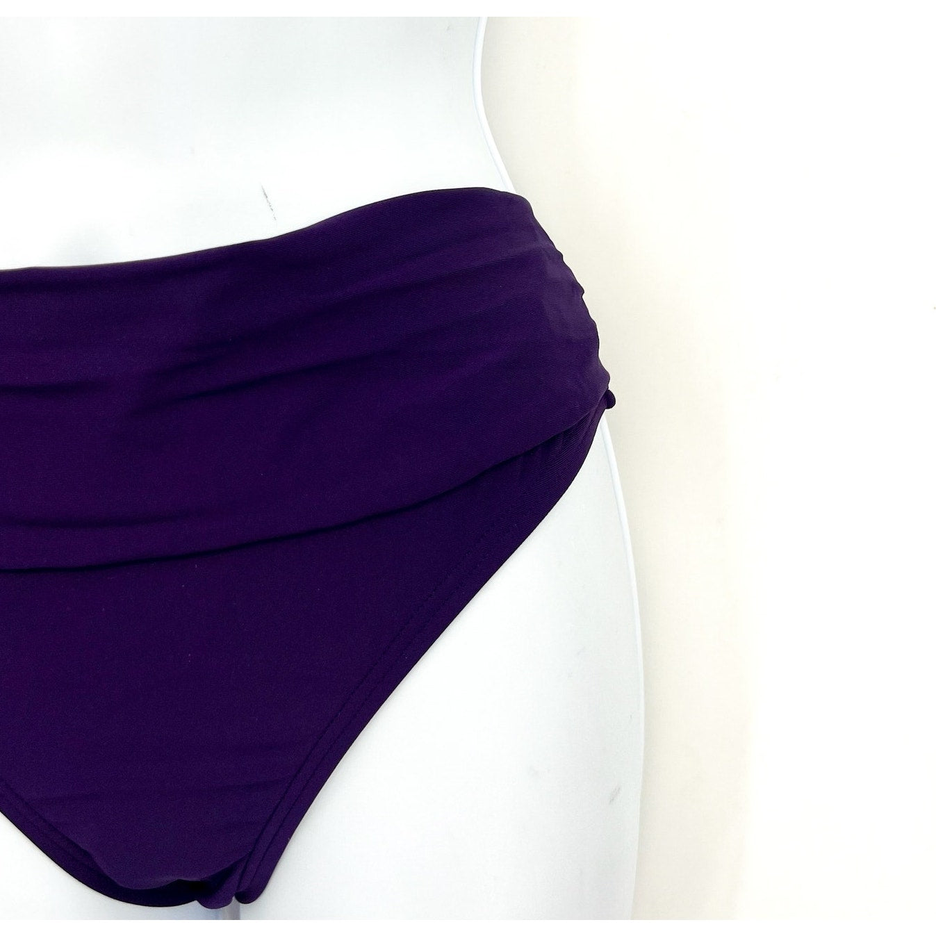 SUNSETS Unforgettable Brief Bikini Bottom Medium Purple Plum Shirred NWOT