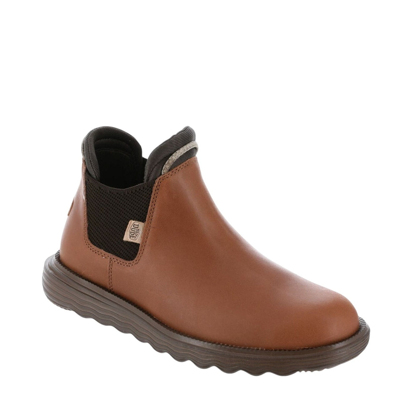 HEY DUDE Womens Branson Ankle Boots US 7 Cognac Leather Pull-On NIB