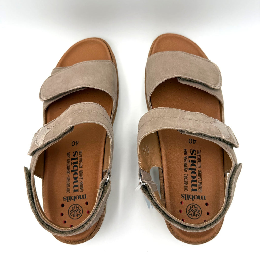 Mobils by Mephisto Womens Riley Wedge Sandals Size 10 EU 40 Light Taupe NIB