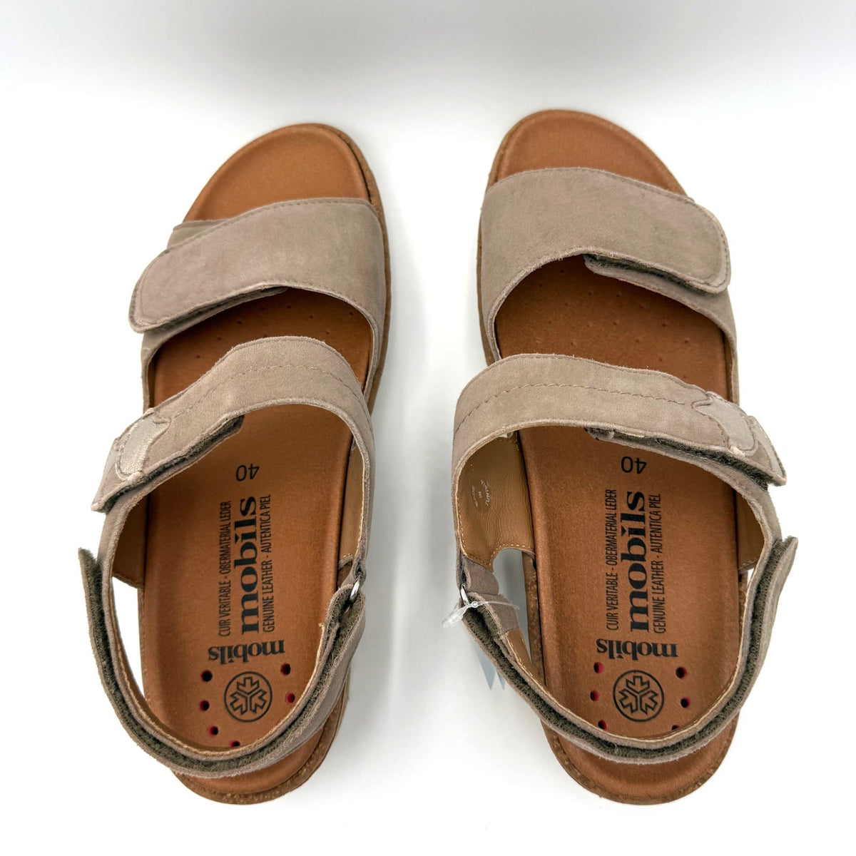Mobils by Mephisto Womens Riley Wedge Sandals Size 10 EU 40 Light Taupe NIB