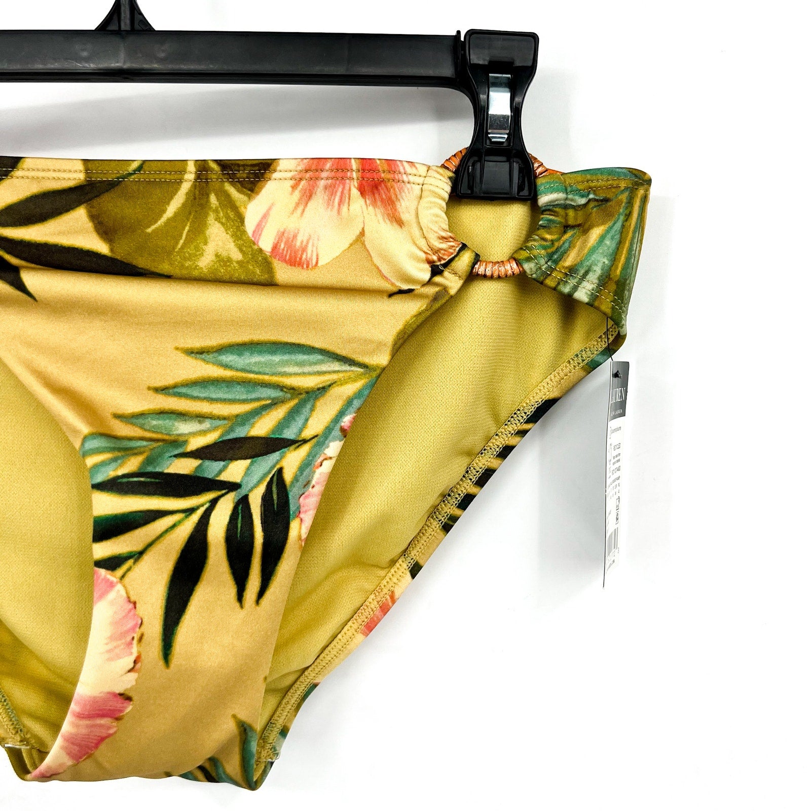 LAUREN RALPH LAUREN Island Tropical Hipster Bikini Bottom Size 6 Gold Rattan NWT