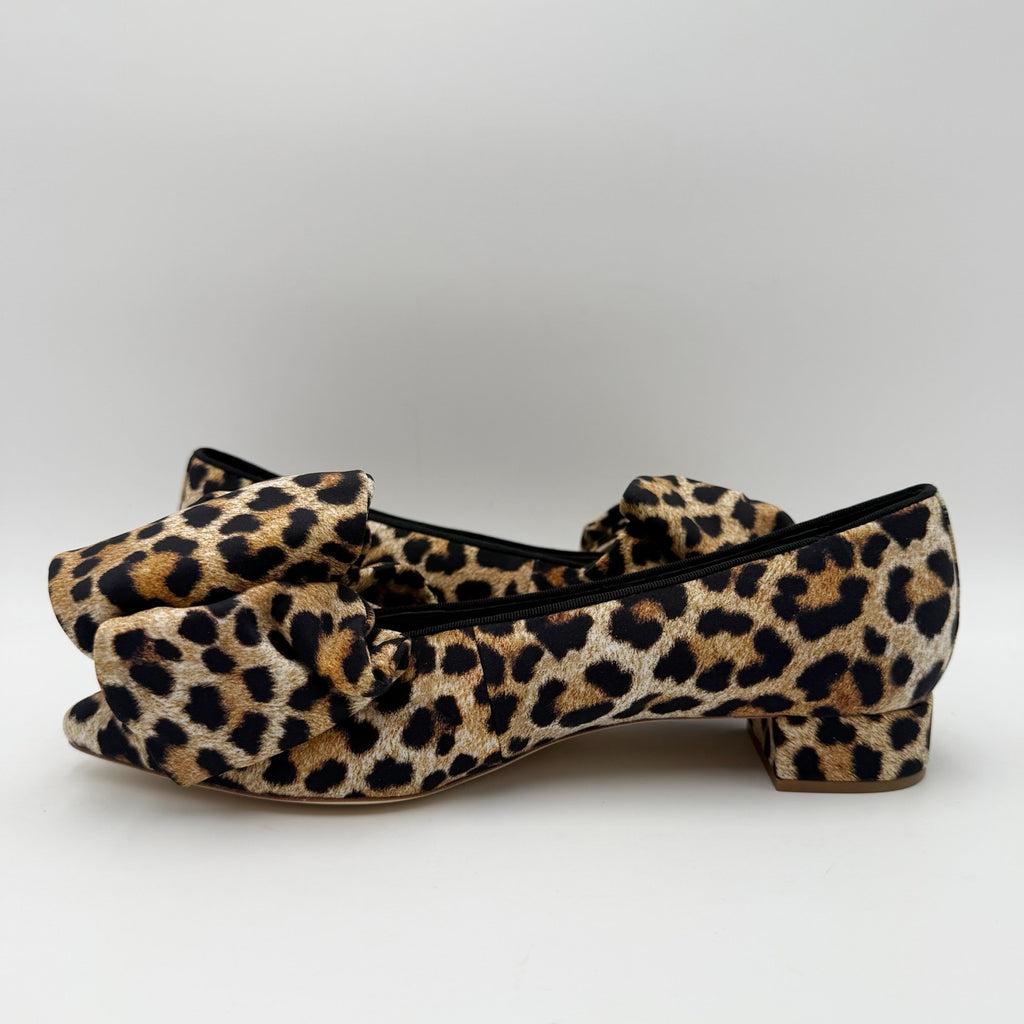 Loeffler Randall Womens Noa Heels Size 9.5 B Black Brown Leopard Bow NIB