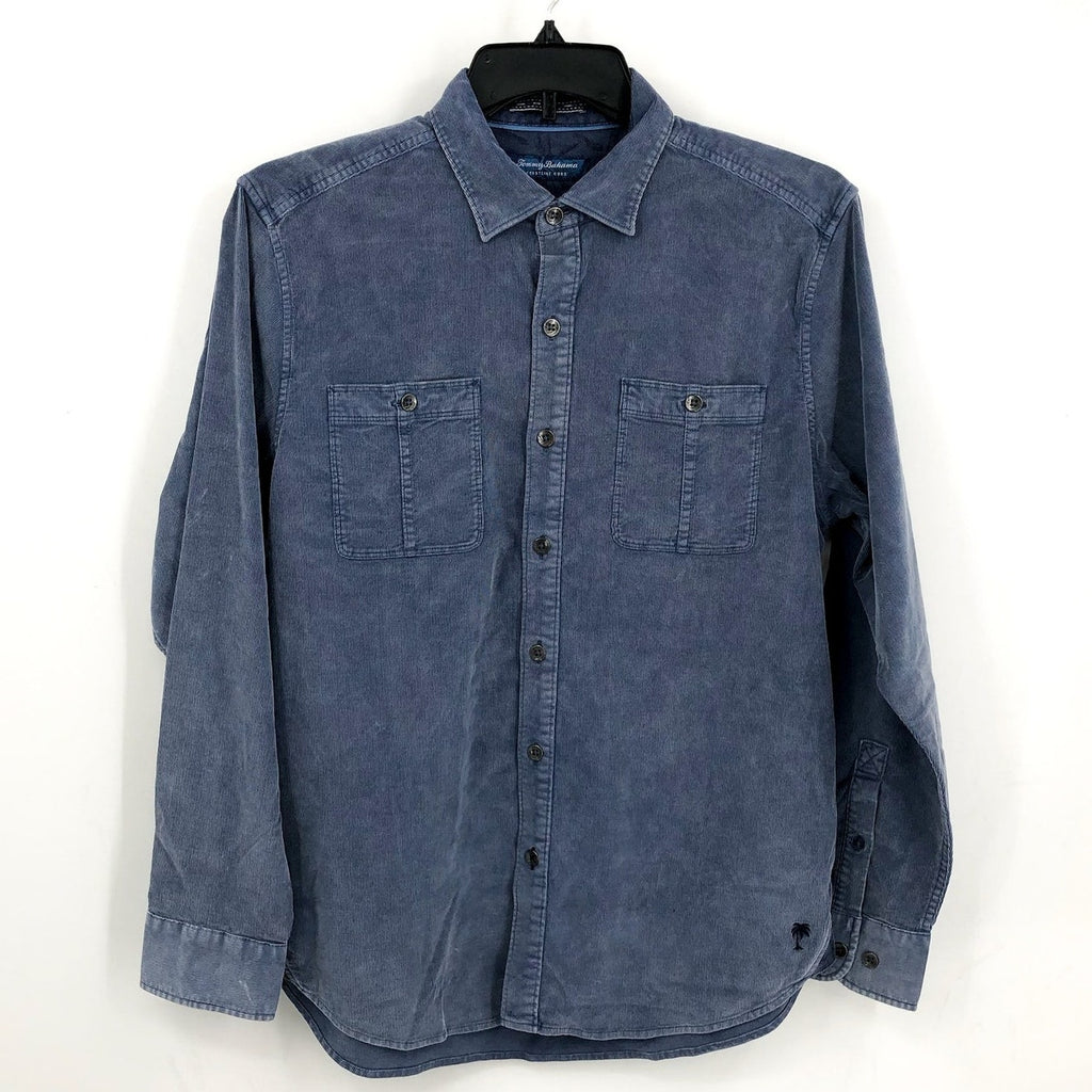 TOMMY BAHAMA Mens Coastline Cord Casual Shirt Medium Blue Double-Pocket NWOT