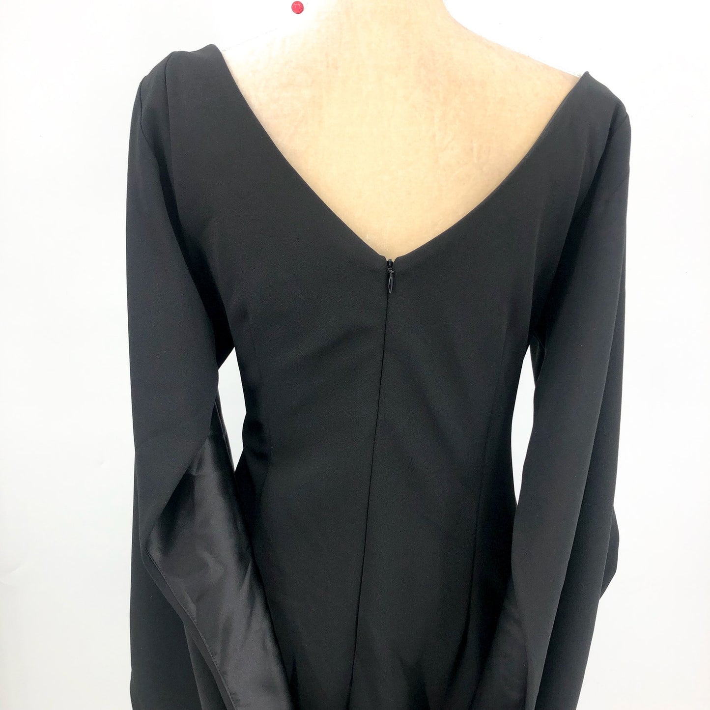 BETSY & ADAM Women's Jordan Short Scuba Crepe Dress 14W Black Drape Back NWT