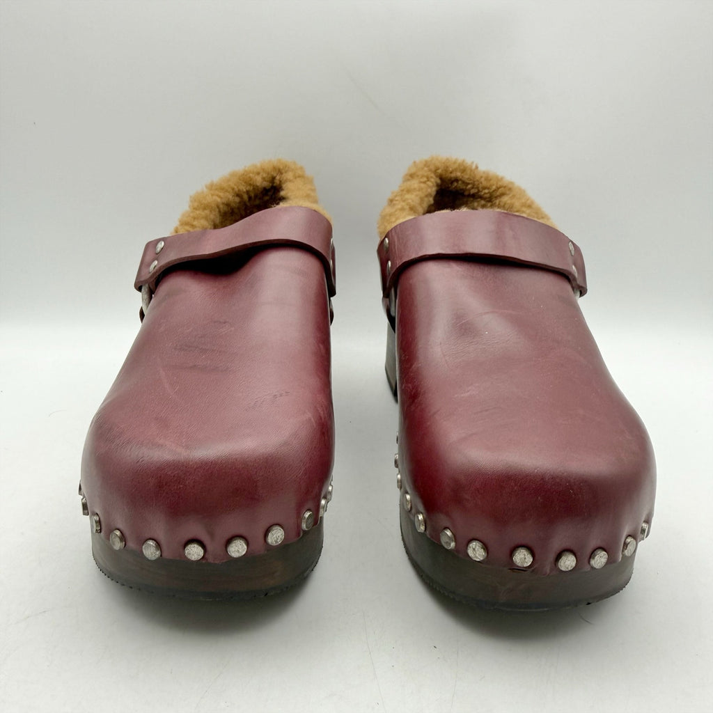 RE/DONE Womens 70s Slingback Clogs EU 40 US 10 Red Leather Studded NWOB