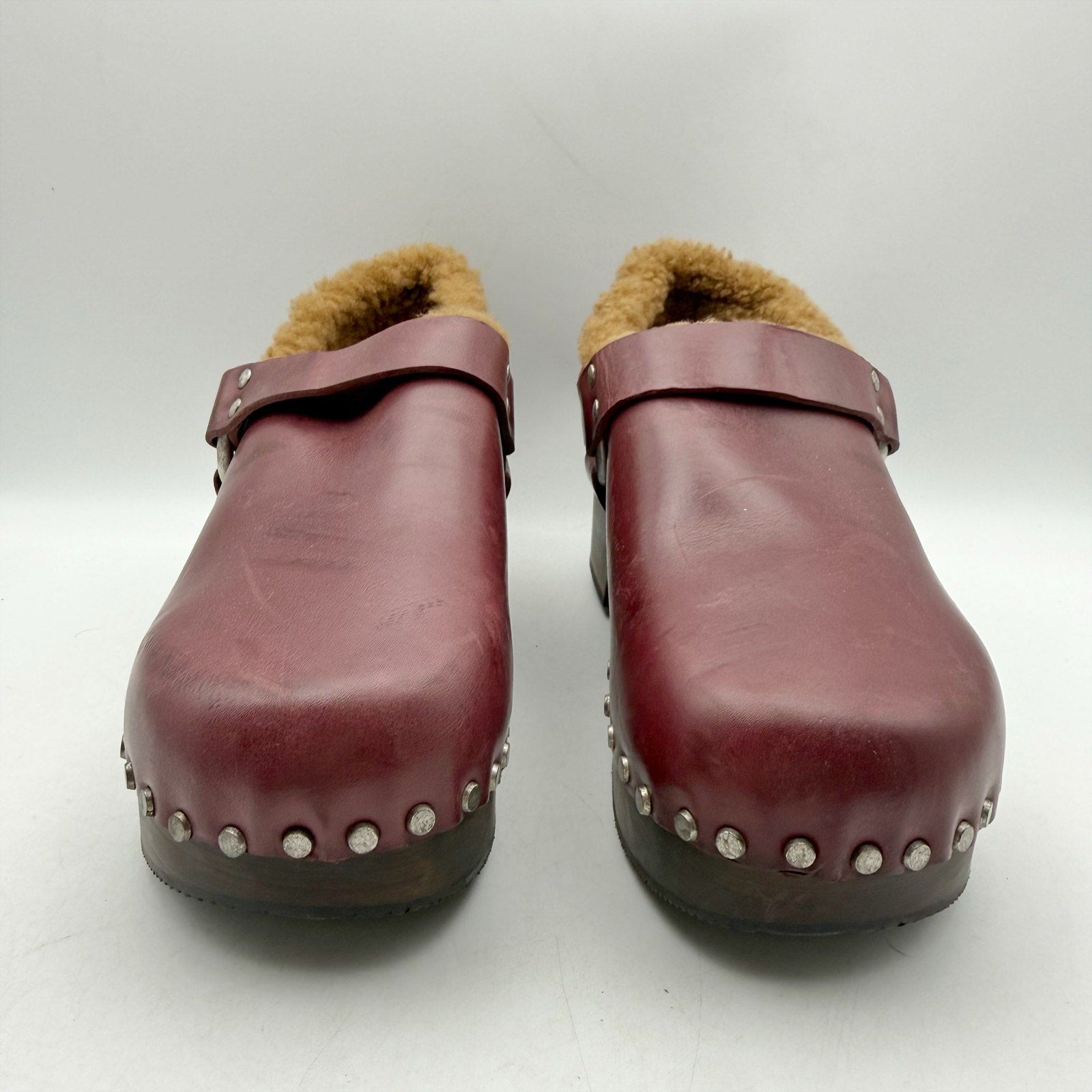 RE/DONE Womens 70s Slingback Clogs EU 40 US 10 Red Leather Studded NWOB