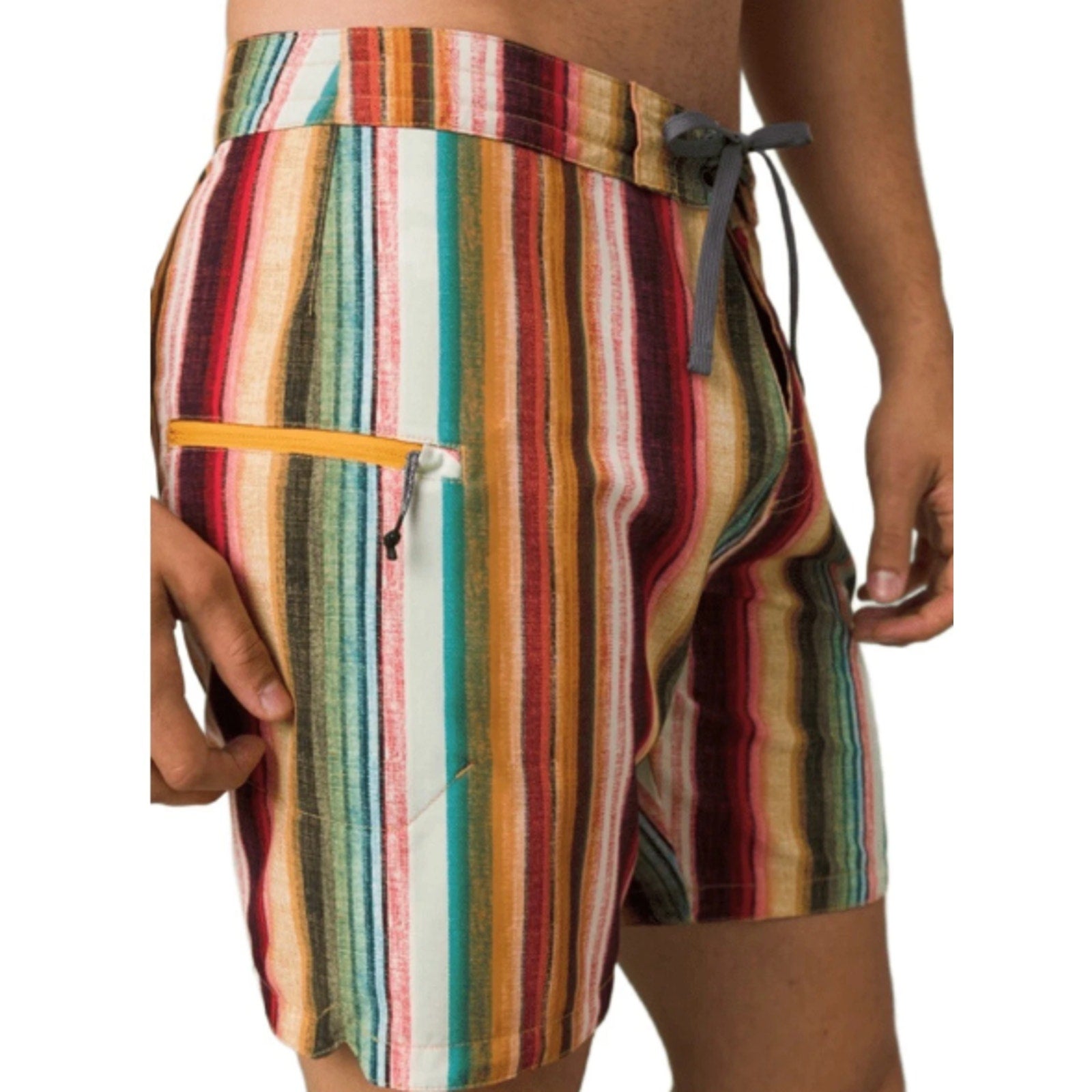 PRANA Mens Fenton Board Shorts Size 36 XL Multi Baja Stripe 9" Inseam UPF 50 NWT