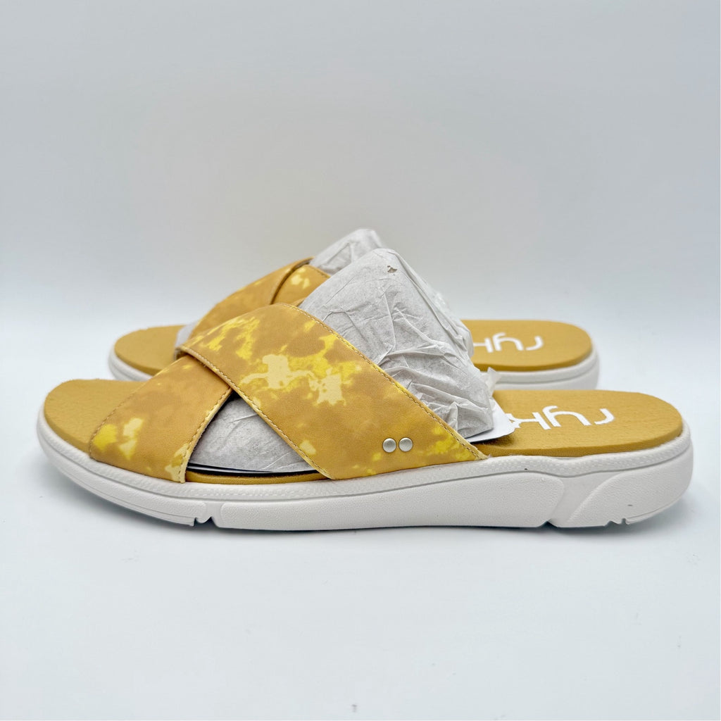 Ryka Womens Malin Slide Sandals Size 9 M EU 39 Yellow Print Comfort NIB