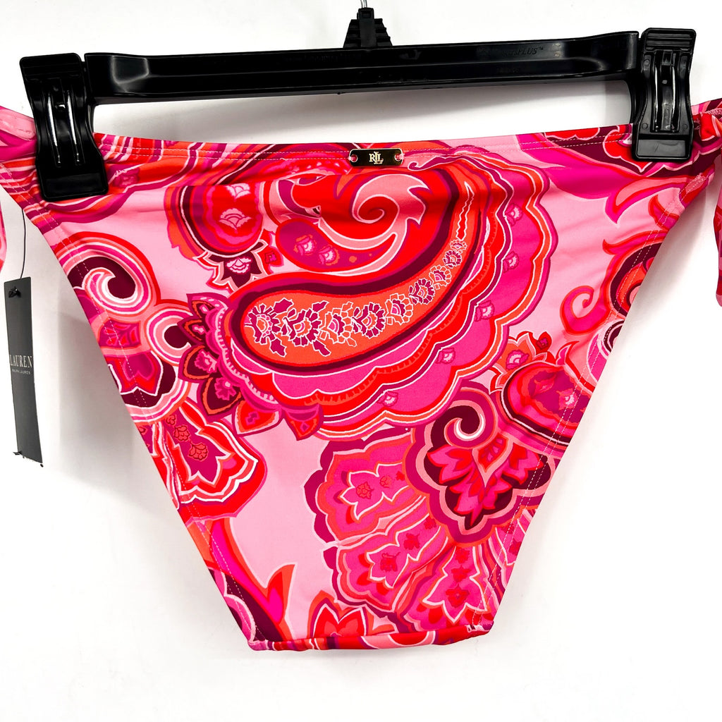 LAUREN RALPH LAUREN Provence Paisley Hipster Bottom Size 4 Pink Side Tie NWT