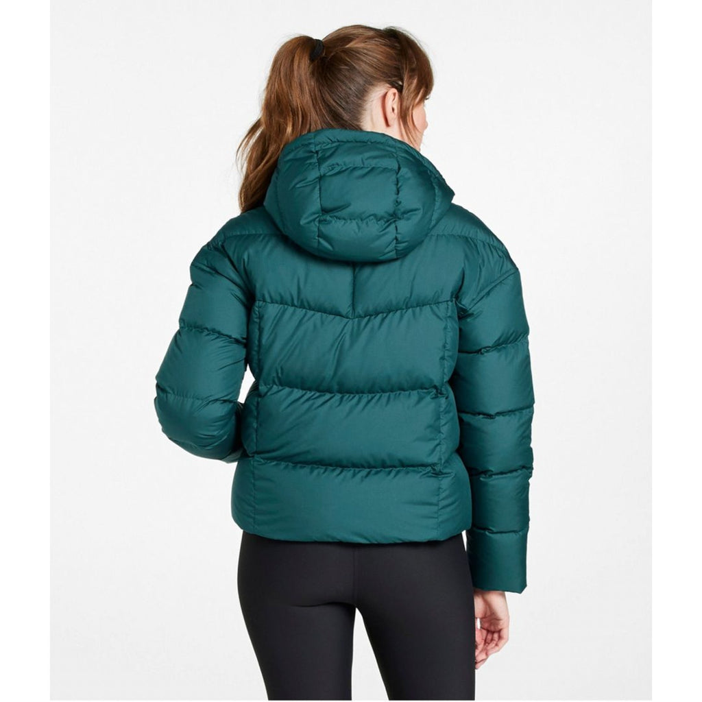 L.L. BEAN Womens Popham Puffer Jacket XL Green Dark Pine Hooded 650 Fill NWT