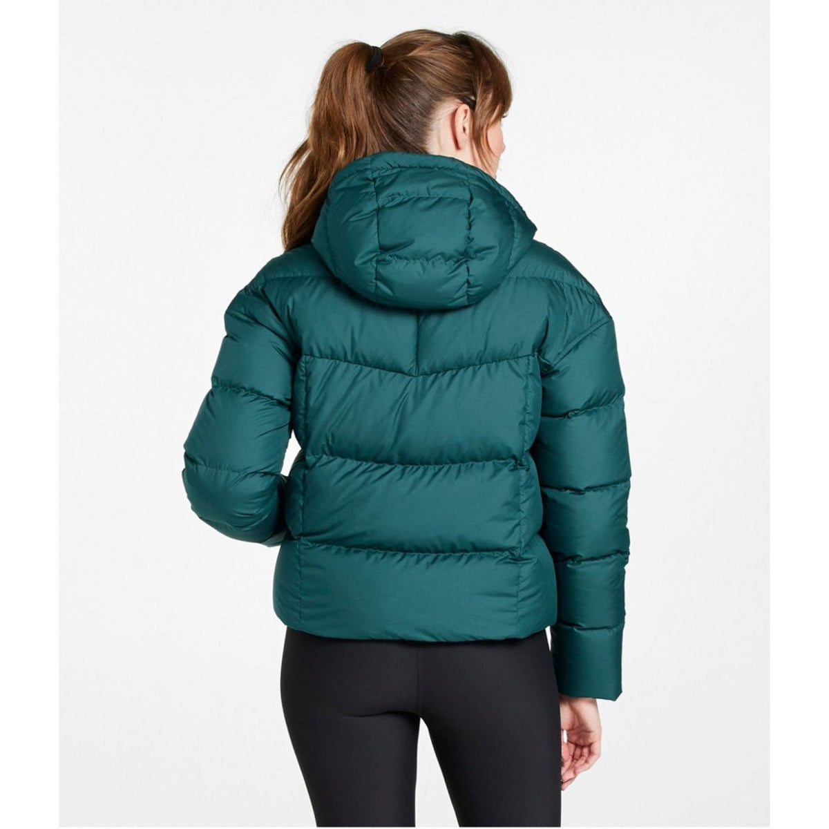 L.L. BEAN Womens Popham Puffer Jacket XL Green Dark Pine Hooded 650 Fill NWT