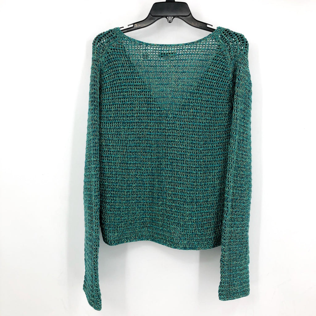 VINCE Women's Marled Crochet Cardigan XS Green Marl V-Neck Cotton NWT