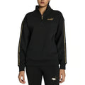 PUMA Women's Half-Zip Sweatshirt Large Black Minimal Gold Pullover NWT