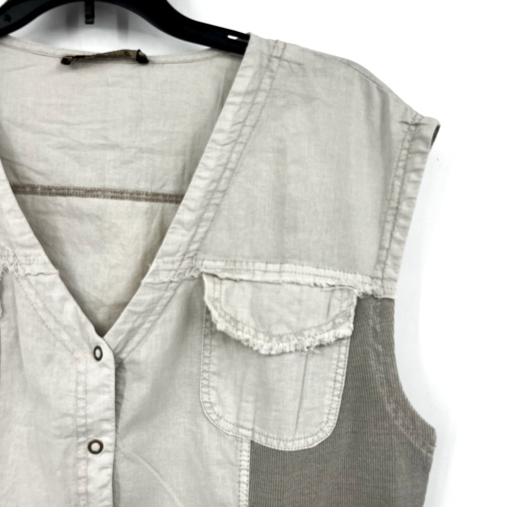XCVI WEARABLES Austen Linen Mini Shirt Dress Large Grey Pigment Cotton Linen NWT