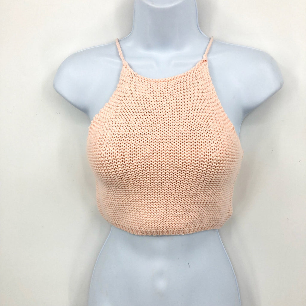 BARDOT JUNIOR Girls Andi Knit Tank Top Medium Size 8-10 Peach Pink Tie Back NWT