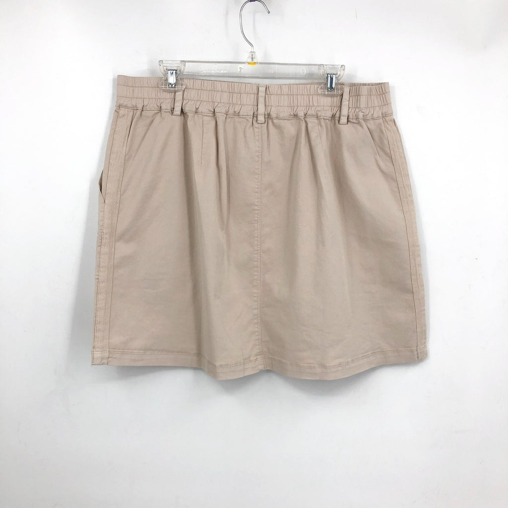 MICHAEL STARS Women's Monroe Twill Miniskirt 2X Khaki Cement Pockets Stretch NWT