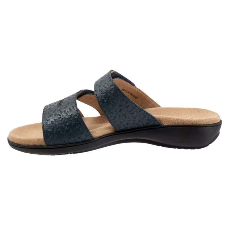 Trotters Womens Rose Tool Sandals Size 9.5 Wide Navy Blue Leather NIB