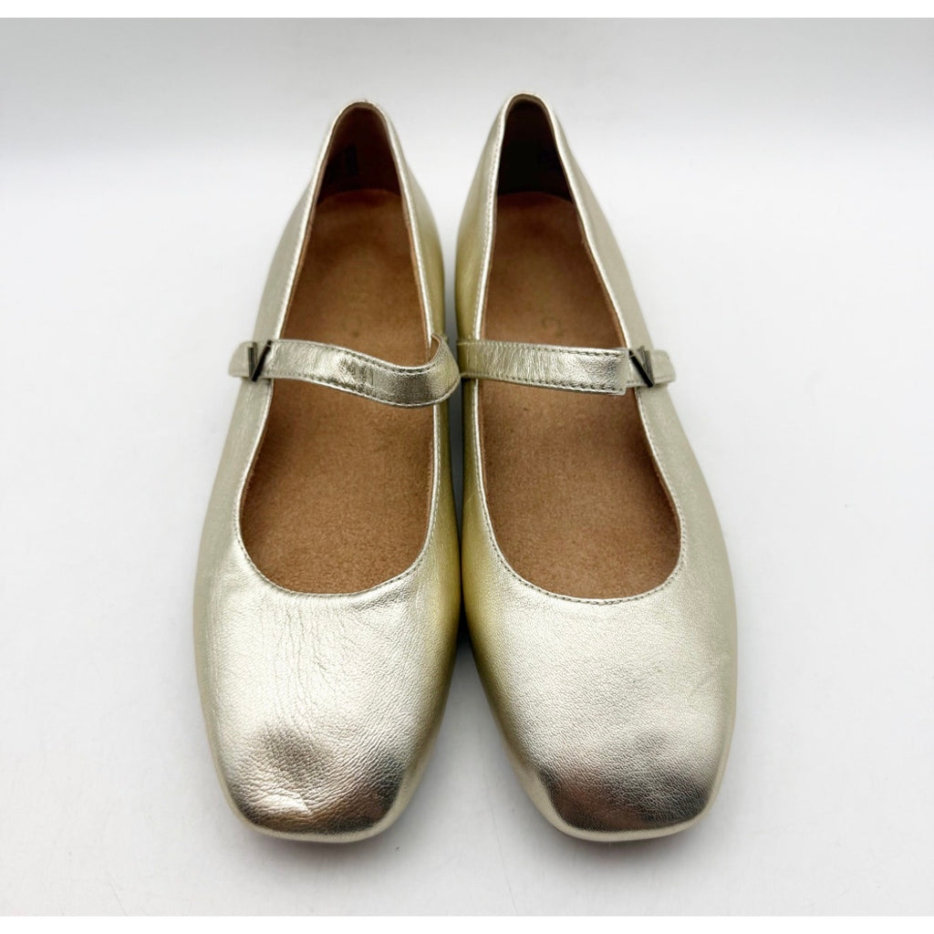 Vionic Womens Alameda Mary Jane Flats US 7 EU 37 Gold Metallic Leather NIB