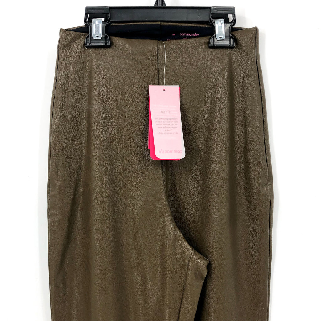 COMMANDO Women's Faux Leather Flared Legging Medium Cadet Green High Rise NWT