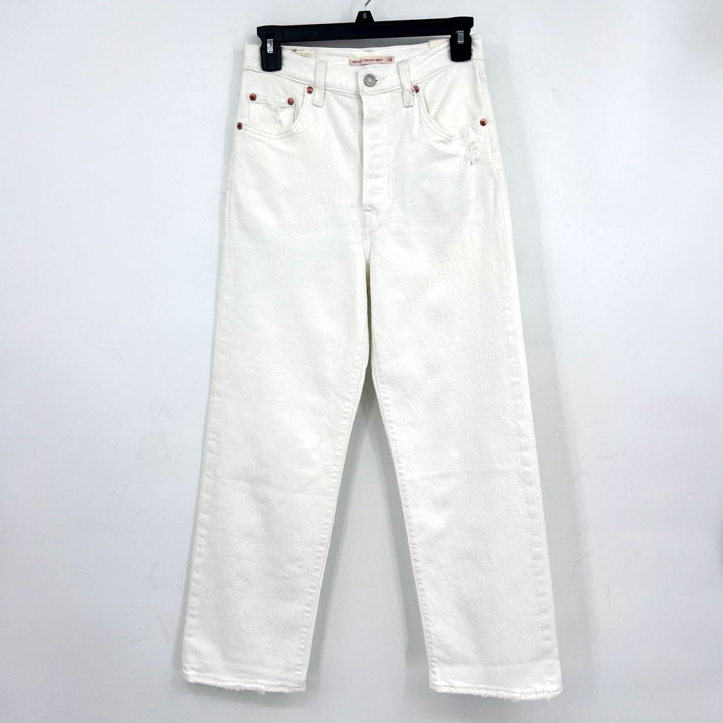 LEVI'S Women's Ribcage Straight Ankle Jeans 26x27 US 2 Cloud White 726930076 NWT
