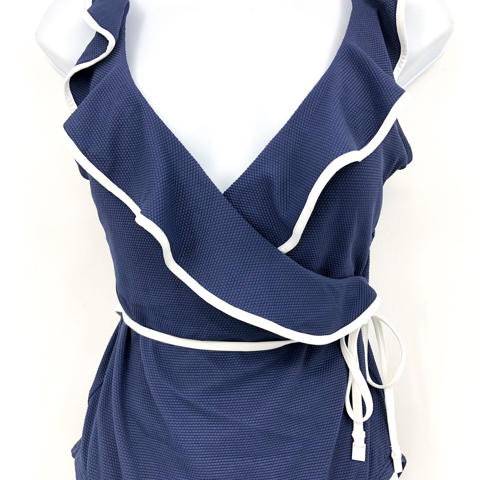 TOMMY BAHAMA One Piece Swimsuit Size 10 Navy Blue Island Cays Cabana Wrap NWT