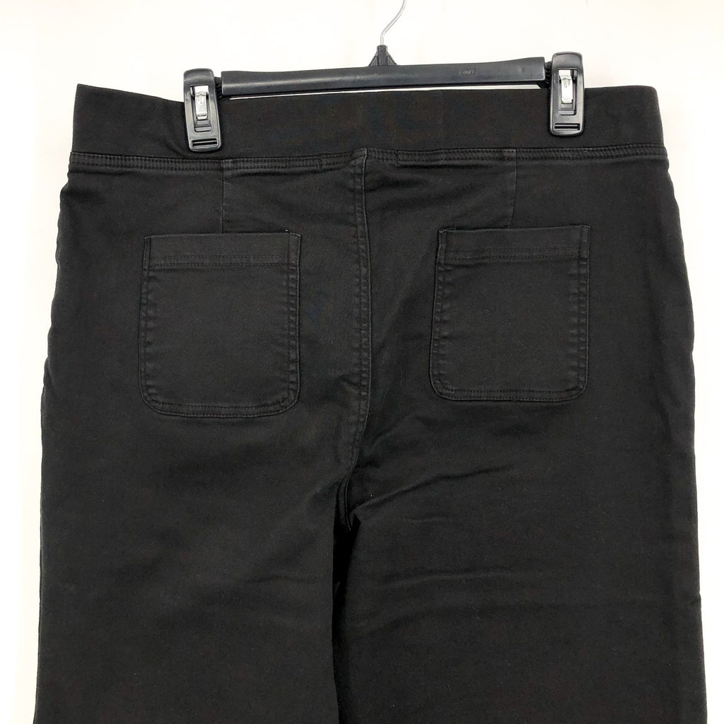 XCVI Women's Atlas Flared Leg Pants Large Black Elastic Waist Frayed Hem NWT