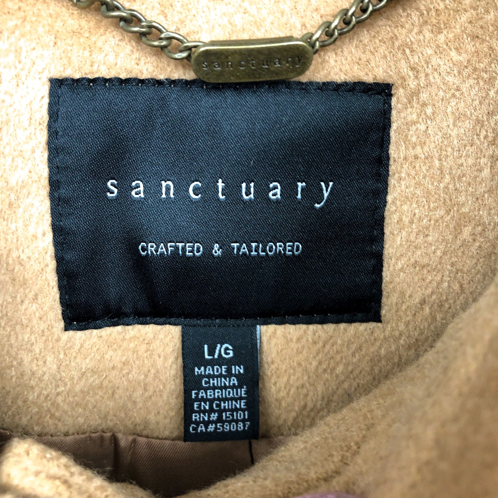 SANCTUARY Womens Fringe Coat Large Camel Tan Wool Blend NWT